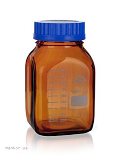 Широкогорлые бутылки SIMAX для хранения реактивов и приготовления микробиологических сред. Автоклавируемые, темное стекло. Чехия.